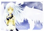  angel_beats! blush long_hair tachibana_kanade tenshi white_hair wings yellow_eyes 