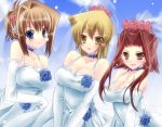  anna-his blonde_hair blue_eyes blue_rose blush bride brown_eyes brown_hair choker dress earrings elbow_gloves flower gloves izayoi_aki jewelry long_hair mazaki_anzu multiple_girls red_hair rose short_hair smile tenjouin_asuka wedding_dress yellow_eyes yu-gi-oh! yugioh_5d&#039;s yugioh_gx yuu-gi-ou yuu-gi-ou_5d's yuu-gi-ou_duel_monsters yuu-gi-ou_gx 