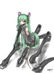  aqua_eyes bad_id bone calne_ca green_hair hatsune_miku heterochromia karune_cl long_hair masuchi mechanical skirt twintails vocaloid 