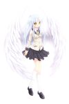  angel_beats! angel_wings blazer etou_(cherry7) highres long_hair school_uniform shoes silver_hair skirt socks solo tachibana_kanade wings yellow_eyes 