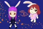 aouji bad_anatomy bunny_ears inaba_tewi parody purple_hair rabbit_ears reisen_udongein_inaba star touhou 