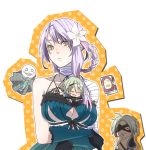  bandage bandages between_breasts blush book braid breasts chibi cleavage dual_persona emil_(no.7) flower gloves grimoire_weiss hair_ornament kaine_(nier) lingerie negligee nier nier_(character) pomeko ribbon short_hair silver_hair underwear yellow_eyes 