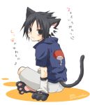  black_eyes black_hair kitty naruto neko tail uchiha_sasuke 