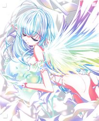 ass blue_hair fairy gloves gradient_hair long_hair multicolored_hair pointy_ears sugiyama_genshou wings