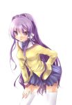  fujibayashi_kyou leaning_forward long_hair momochi purple_eyes purple_hair school_uniform thigh-highs thighhighs violet_eyes zettai_ryouiki 