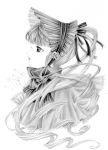  bow drill_hair graphite_(medium) long_hair megumi_(piyo7piyo9) monochrome rozen_maiden shinku traditional_media 