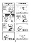  4koma aki_minoriko chen cirno comic greyscale hard_translated highres monochrome multiple_4koma mystia_lorelei rumia tagawa_gengo touhou translated wriggle_nightbug yakumo_ran yakumo_yukari 