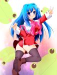  akikaze_tsumuji ass blue_eyes blue_hair blush boots erect_nipples frog highres kanon long_hair looking_back minase_nayuki panties red_panties ribbon skirt smile solo thigh-highs thighhighs underwear zettai_ryouiki 