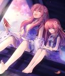  2girls barefoot feet kieta multiple_girls original pink_hair red_hair sake 