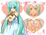  aqua_hair bunny dress hatsune_miku hidacafe hug long_hair open_mouth rabbit smile twintails very_long_hair vocaloid 