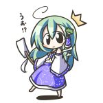  aoblue blush chibi frog hair_ornament highres kochiya_sanae solo touhou 