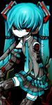  android aqua_hair hatsune_miku headphones headset highres mecha_musume necktie red_eyes robot_joints skirt solo thighhighs twintails vocaloid zinbei 