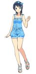  blue_hair hairband idolmaster inoh_shin inou_shin legs mizutani_eri overalls ribbon sandals short_hair 
