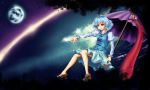  blue_hair heterochromia highres karakasa karakasa_obake red_eyes satochi3017 short_hair solo tatara_kogasa tongue touhou umbrella 