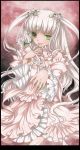  dress eyepatch finger_to_mouth flower frills green_eyes highres jewelry kirakishou mtyy ring rose rozen_maiden solo twintails white_hair 