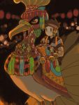  1boy bells bird boy brown_hair gold_(pokemon) headband ho-oh moiko pokemon pokemon_(creature) riding 