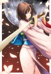  black_hair cherry_blossoms japanese_clothes kara_no_kyoukai katana kimono petals ryougi_shiki short_hair sword tissue_(pixiv) weapon 