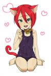  blush cat_ears crossdressing green_eyes inazuma_eleven kiyama_hiroto redhead shota swimsuit trap 