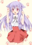  cat_ears cat_pose highres kiriya_nozomi kue long_hair mayoi_neko_overrun! open_mouth paw_pose paw_print purple_hair red_eyes school_uniform 