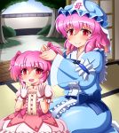  2girls child cosplay hat kaname_madoka kaname_madoka_(cosplay) ko-yuyuko mahou_shoujo_madoka_magica mother_and_daughter multiple_girls pink_hair red_eyes saigyouji_yuyuko shin&#039;en_(gyokuro_company) short_hair touhou triangular_headpiece 