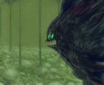  byte_(grunty-hag1) fangs green_eyes green_theme horror_(theme) monster no_humans open_mouth original 