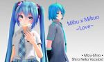 1boy 1girl female hatsune_miku hatsune_mikuo male teal_hair vocaloid