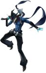  1boy axe black_pants blue_bodysuit blue_gloves bodysuit cowboy_hat gloves hat highres pants persona persona_5 persona_5:_the_phantom_x 