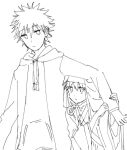  1boy 1girl a_certain_high_school_uniform habit imagine_breaker index_(toaru_majutsu_no_index) kamijou_touma long_hair monochrome nmdsk nun safety_pin school_uniform short_hair spiky_hair toaru_majutsu_no_index 