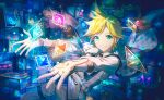 blonde_hair dress green_eyes kagamine_len project_sekai short_hair smile