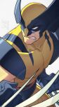  1boy bodysuit claws gloves hata4564 highres male_focus marvel mask muscular simple_background solo superhero teeth white_background wolverine x-men 