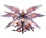  1boy armor boots breastplate feathered_wings full_body granblue_fantasy lucifer_(shingeki_no_bahamut) minaba_hideo multiple_wings official_art short_hair third-party_source white_hair wings 