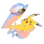  full_body hat highres military_hat no_humans nose_poke000 open_mouth pikachu pokemon pokemon_(creature) simple_background solo white_background 