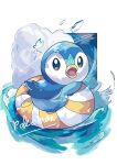  copyright_name full_body highres innertube looking_at_viewer no_humans oetxjfh open_mouth piplup pokemon pokemon_(creature) solo water watermark 