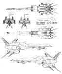  absurdres commentary concept_art cruiser_(eve_online) eve_online from_side highres lineart military_vehicle multiple_views no_humans original rawis007 reference_sheet science_fiction spacecraft thrusters traditional_media 