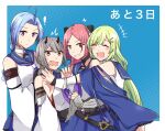  ! +++ 4girls :d ^^^ ^_^ ahoge aqua_eyes assault_lily bare_shoulders belt belt_buckle black_belt black_choker blue_background blue_hair blue_jacket blue_sailor_collar blue_skirt blush border braid braided_ponytail bright_pupils buckle choker clenched_teeth closed_eyes closed_mouth countdown cowboy_shot crop_top detached_sleeves fang fujita_asagao girl_sandwich green_eyes green_hair grey_hair grey_shirt hair_ornament hairclip hairpods halftone halftone_background hand_up hands_up heterochromia horns igusa_subaru imminent_hug jacket kawabata_hotaru long_hair long_sleeves looking_ahead looking_at_another looking_at_viewer looking_down low_ponytail low_twintails lower_teeth_only mechanical_horns midriff_peek multicolored_eyes multiple_belts multiple_girls navel neckerchief nigari_(ngari_0115) o-ring o-ring_choker odaiba_girls_high_school_uniform off_shoulder open_mouth orange_eyes outside_border outstretched_arm parted_bangs parted_lips pleated_skirt purple_neckerchief red_eyes red_horns redhead sailor_collar sandwiched school_uniform serafuku shiba_tomoshibi shirt single_braid skin_fang skirt sleeveless sleeveless_shirt sleeves_past_wrists smile standing sweatdrop teeth translated twintails undershirt v-shaped_eyebrows very_long_hair violet_eyes white_border white_pupils wide_sleeves 