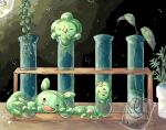  bench duosion evolutionary_line geru_(gelusado3) indoors no_humans plant pokemon reuniclus seed solosis test_tube 