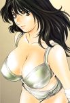  black_hair breasts cleavage highres kobayashi_hiyoko long_hair peridot suruga_mahiru 