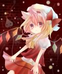  blonde_hair eyelashes flandre_scarlet hat hat_ribbon laevatein maho_moco ribbon tears touhou wings 