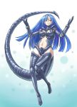  alien_(movie) blue_hair crow_(pixiv) edo_tatsuki long_hair personification red_eyes tail thighhighs xenomorph 