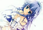  blue_eyes blue_hair bride dress elbow_gloves fingerless_gloves gloves highres mikeou wedding_dress 