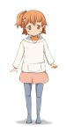  boushi_no_hako brown_eyes hoodie inami_mahiru kopperi orange_hair pantyhose side_ponytail skirt working!! young 