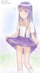  higurashi_no_naku_koro_ni long_hair panties purple_eyes purple_hair skirt skirt_lift underwear violet_eyes wet wet_clothes white_panties zenkou 