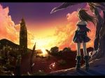  lazward long_hair no_hat no_headwear scenery sunset yuu-gi-ou yuu-gi-ou_duel_monsters 