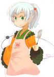  apron green_eyes heart komeiji_koishi ponytail sacha short_hair silver_hair smile spatula symbol-shaped_pupils touhou 