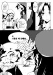  bow braid china_dress chinese_clothes comic flandre_scarlet hat hong_meiling korean left-to-right_manga long_hair monochrome remilia_scarlet short_hair side_ponytail tima touhou translated wings 
