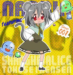  blush character_single cosplay grey_hair jewelry kobayakawa_yutaka lucky_star mouse_ears mouse_tail nazrin nazrin_(cosplay) parody pendant red_eyes short_hair solo tail touhou ufo yane_ura yukkuri_shiteitte_ne 