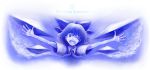  ? aouji blue bow cirno engrish hair_bow ranguage short_hair touhou wings wink 