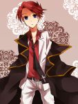  a229 blue_eyes cape formal male necktie off_shoulder open_collar red_hair redhead solo suit umineko_no_naku_koro_ni ushiromiya_battler 