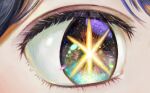  1girl aqua_eyes close-up commentary_request elvafirst eye_focus eyelashes highres kurokawa_akane multicolored_eyes oshi_no_ko purple_hair solo star-shaped_pupils star_(symbol) symbol-shaped_pupils violet_eyes 