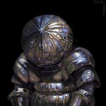  1boy armor artist_name black_background breastplate dark_souls_(series) dark_souls_i facing_down full_armor helm helmet knight male_focus pixel_hagl shoulder_plates siegmeyer_of_catarina simple_background 